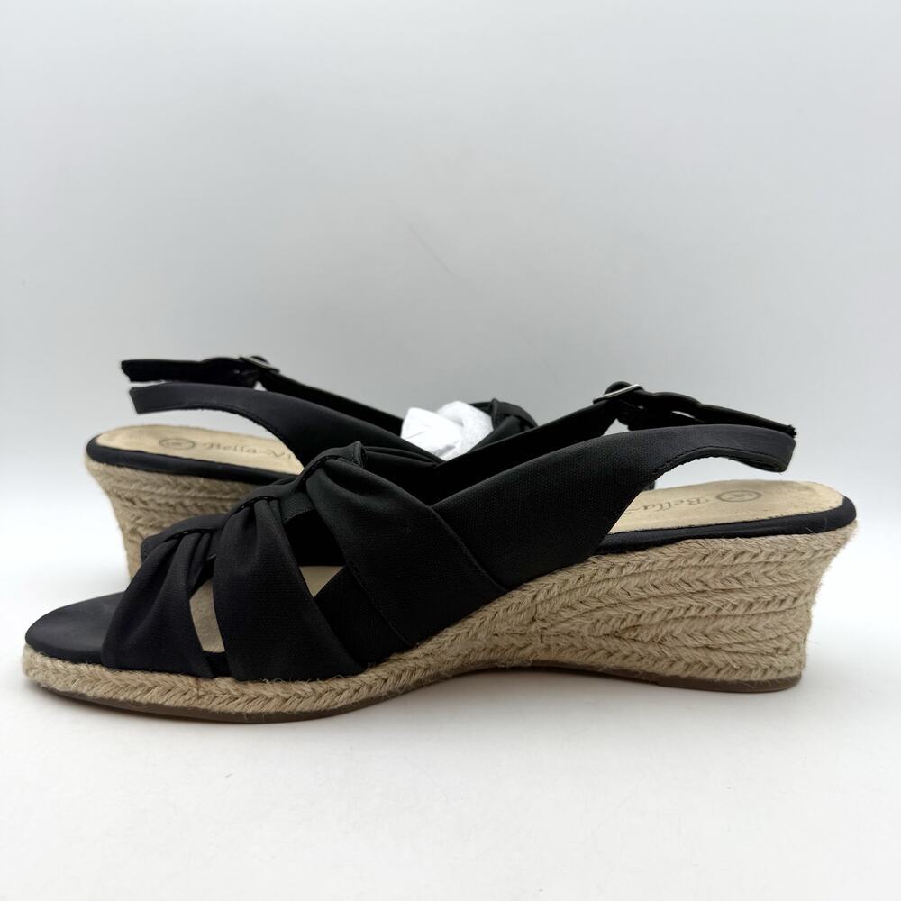 Bella Vita Black Knotted Slingback Espadrille Wedge Sandals - Picture 7 of 14